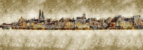 City With Ancient Look (PRT_474) - Canvas Art Print - 60in X 21in
