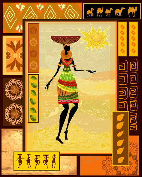 African Tribal Wall Art (PRT_531) - Canvas Art Print - 21in X 26in