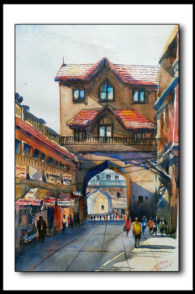 Market  (ART_4792_28529) - Handpainted Art Painting - 15in X 20in