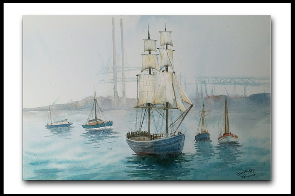 Seascape  (ART_4792_28517) - Handpainted Art Painting - 22in X 15in