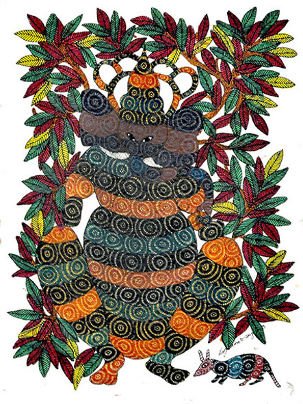 Gond Art (ART_4573_29111) - Handpainted Art Painting - 11in X 15in