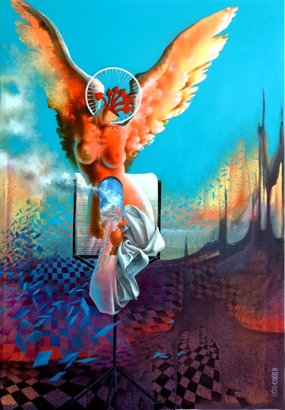 Angel Of Libery (ART_4916_29006) - Handpainted Art Painting - 41in X 59in