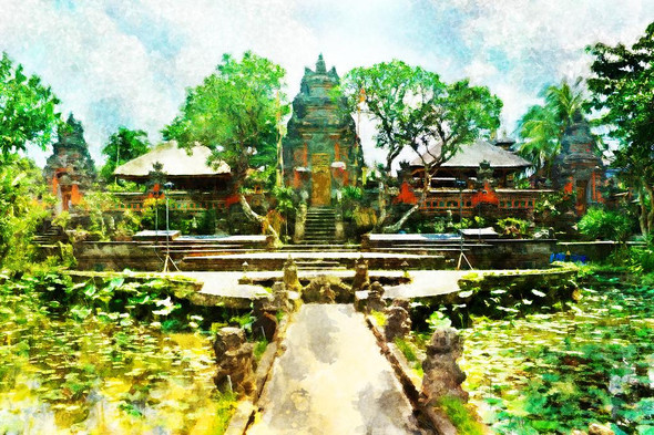 Taman Ayun Temple Bali (PRT_557) - Canvas Art Print - 32in X 21in