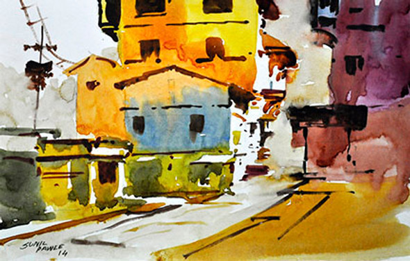 Village (ART_4573_27627) - Handpainted Art Painting - 11in X 7in