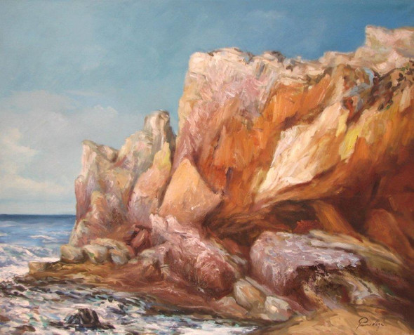 Cliff by Primo Vega (ART_4916_29181) - Handpainted Art Painting - 39in X 32in