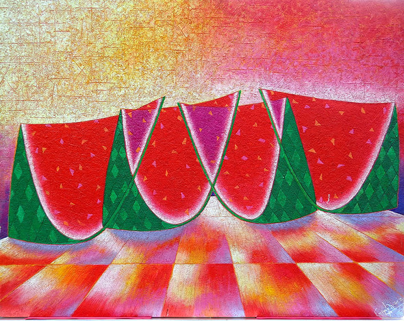 The Watermelons by Enrique Nunez (ART_4916_29428) - Handpainted Art Painting - 35in X 28in
