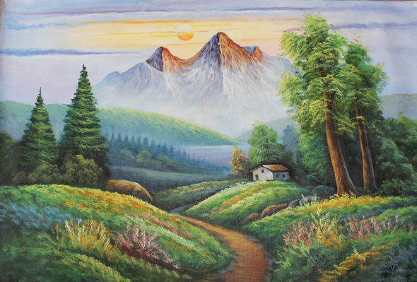 Landscape-2 (ART_3319_29442) - Handpainted Art Painting - 36in X 24in