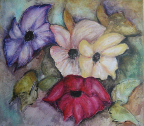 Living Flowers by Nicole Denarie (ART_4916_29457) - Handpainted Art Painting - 39in X 35in