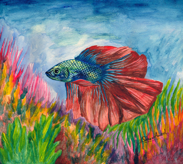 Fish (ART_4185_27730) - Handpainted Art Painting - 26in X 23in