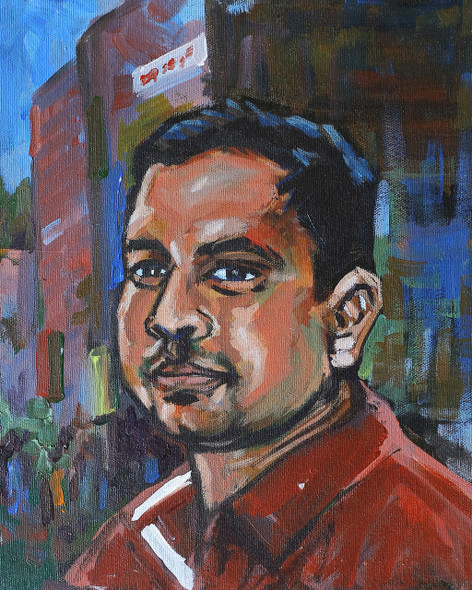 Portrait of Nathan-an Indian man (ART_5064_30128) - Handpainted Art Painting - 10in X 12in