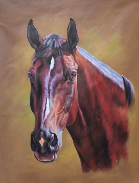 Horse Portrait (ART_3319_30673) - Handpainted Art Painting - 24in X 32in
