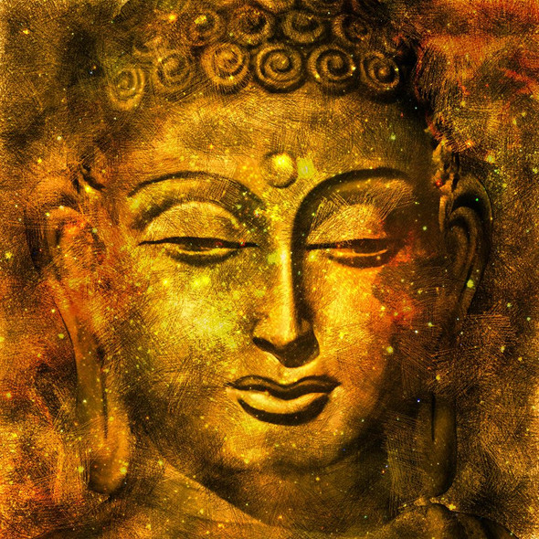 Golden Buddha (PRT_898) - Canvas Art Print - 16in X 16in