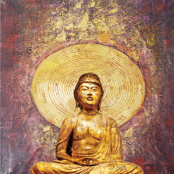 25Buddha59 - 32in X 32in,25Buddha59_3232,Yellow, Brown,80X80 Size,Buddha Art Canvas Painting