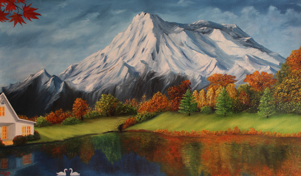 Peace in Mountain (ART_976_17943) - Handpainted Art Painting - 32in X 18in