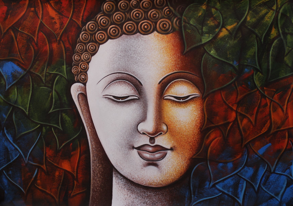 Lord Buddha (ART_3319_32653) - Handpainted Art Painting - 36in X 24in