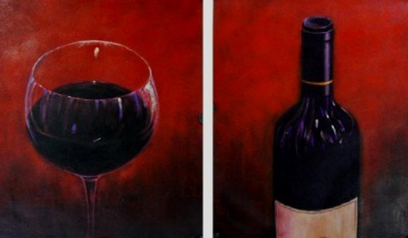 WineLover - 48in X 32in,FIZ038_4832,Red, Pink, Orange,120X80,Still Life Art Canvas Painting Buy canvas art painting online for sale by fizdi.com in India