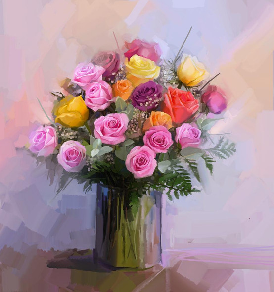 Bouquet Of Flowers (PRT_960) - Canvas Art Print - 21in X 23in