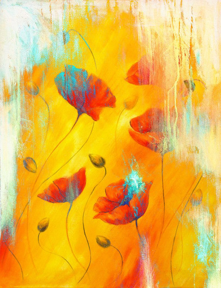 Red Poppy Abstract (PRT_966) - Canvas Art Print - 21in X 28in