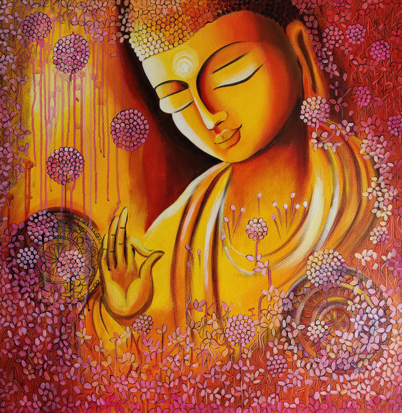 EMERGING BUDHHA - 4 (ART_3702_33680) - Handpainted Art Painting - 30in X 30in