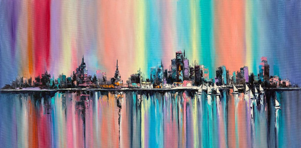 Rainbow City (PRT_1018) - Canvas Art Print - 43in X 21in