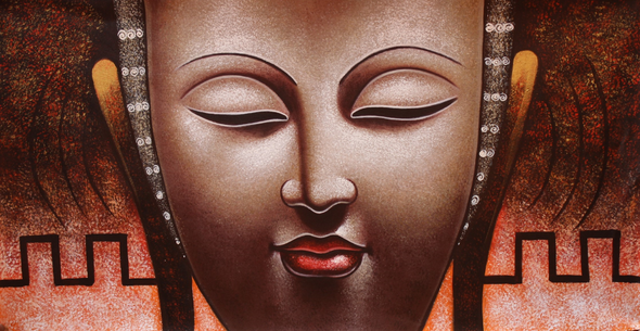 Lord Buddha-3 (ART_3319_34366) - Handpainted Art Painting - 48in X 24in