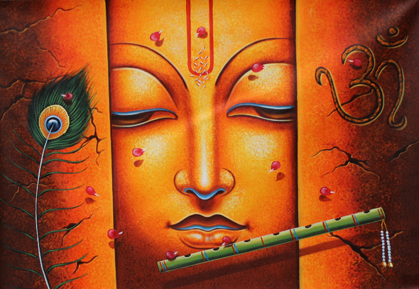 New Style Radha Krishna (ART_3319_31969) - Handpainted Art Painting - 36in X 24in
