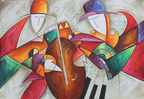 Musical Man- Modern Art (ART_3319_29733) - Handpainted Art Painting - 36in X 24in