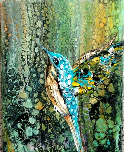 Bird (ART_5949_34689) - Handpainted Art Painting - 8in X 10in