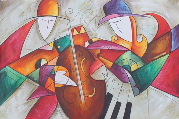 Musical Man- Modern Art (ART_3319_34690) - Handpainted Art Painting - 36in X 24in