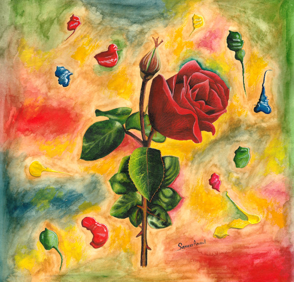 Dark rose (ART_4185_28069) - Handpainted Art Painting - 23in X 22in