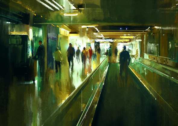 The Terminal Walk (PRT_1125) - Canvas Art Print - 23in X 17in