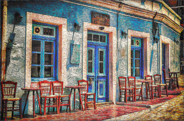 Street Cafe (PRT_1140) - Canvas Art Print - 32in X 21in