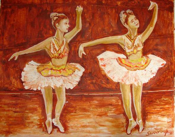 U.S.BALLET DANCE-5 (ART_6175_36099) - Handpainted Art Painting - 30in X 25in