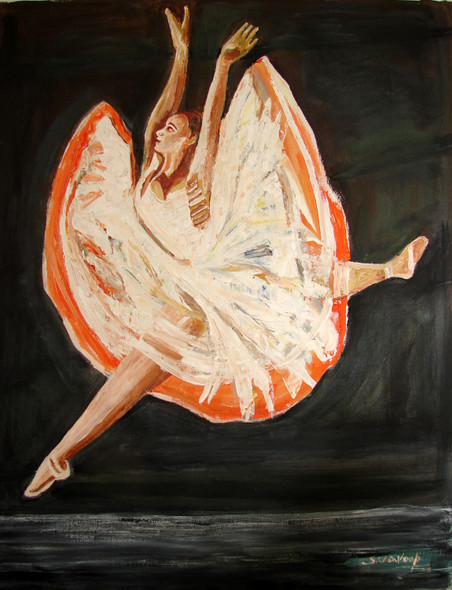 U.S.BALLET DANCE-4 (ART_6175_36098) - Handpainted Art Painting - 25in X 30in