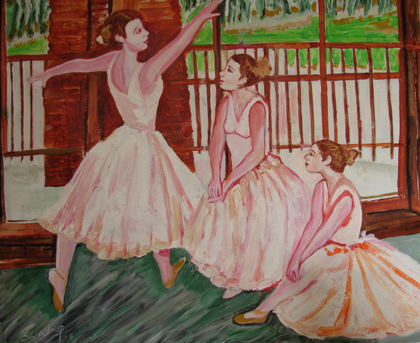 U.S.BALLET DANCE-3 (ART_6175_36097) - Handpainted Art Painting - 30in X 25in
