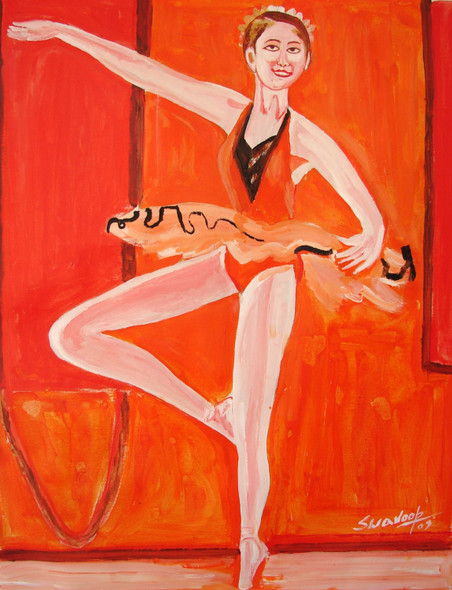 U.S.BALLET DANCE-2 (ART_6175_36096) - Handpainted Art Painting - 29in X 39in