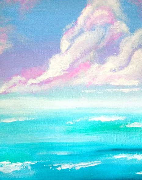 Heaven- pink sky 1 (ART_4808_36984) - Handpainted Art Painting - 8in X 10in
