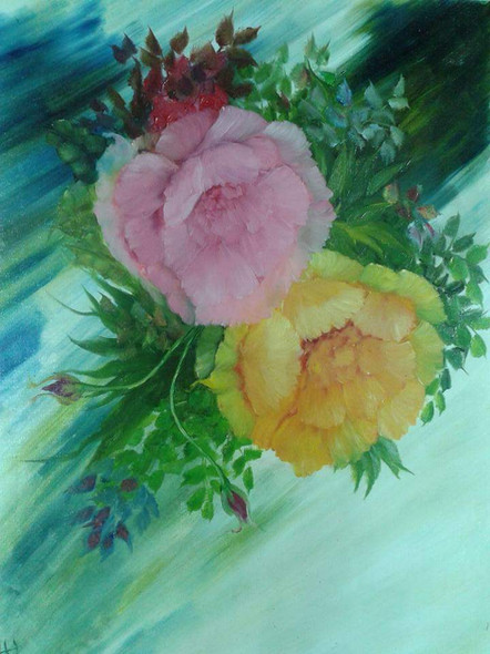 Beautiful flower (ART_6442_37017) - Handpainted Art Painting - 10in X 14in