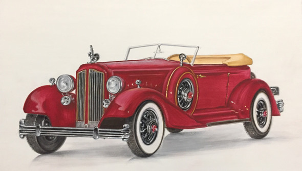 Bentley Car (ART_6428_37066) - Handpainted Art Painting - 14in X 8in