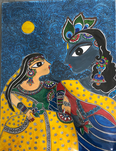 Radha Krishna Painting (ART_6611_37993) - Handpainted Art Painting - 12in X 15in