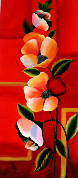 Beautiful flower painting  (ART_6505_38084) - Handpainted Art Painting - 24in X 36in
