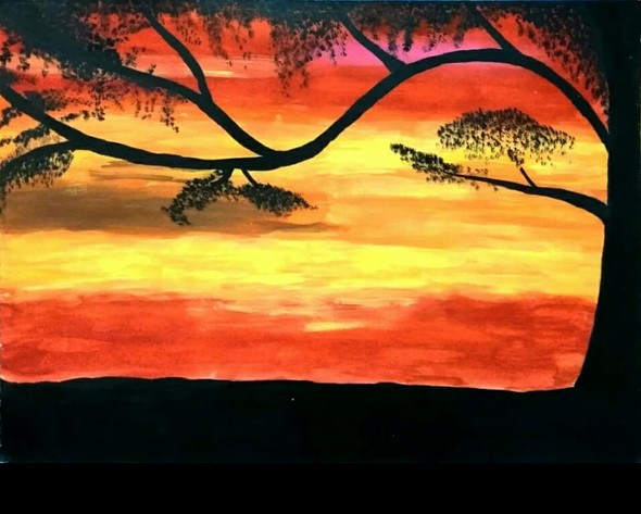 Sunset handmaded painting  (ART_6605_38104) - Handpainted Art Painting - 16in X 11in