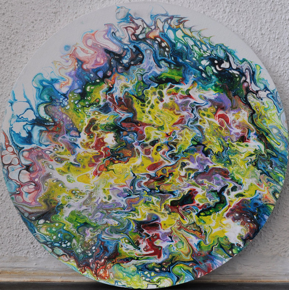 Eruption of Flowing Colors (ART_6586_38200) - Handpainted Art Painting - 14in X 14in