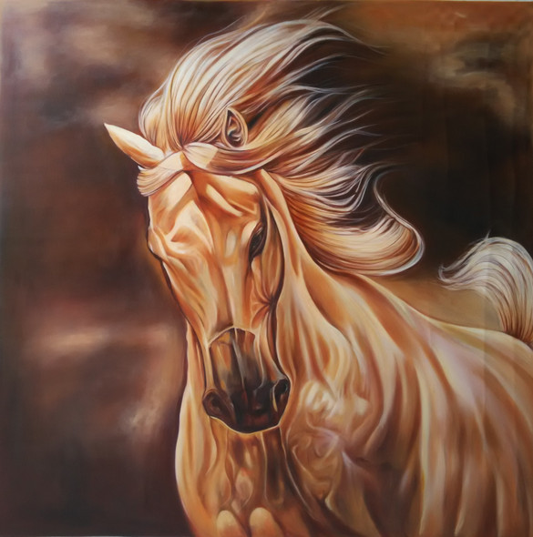 Vastu Energy Horse Painting  Medium (ART_6662_38413) - Handpainted Art Painting - 54in X 54in