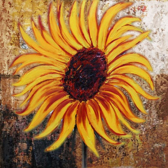 Sunflower - 24in X 24in,31SUNFLOWER30_2424,Yellow, Brown,Rs.1890,Florals;Latest Collection;By Orientation and Size/Square/Small (18in to 24in);Full Collection