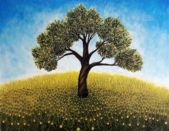 The Tree (ART_464_11659) - Handpainted Art Painting - 18in X 26in