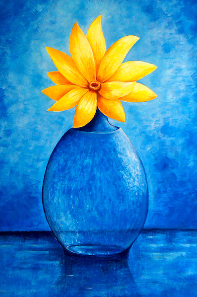 Sunflower (ART_464_6048) - Handpainted Art Painting - 18in X 28in