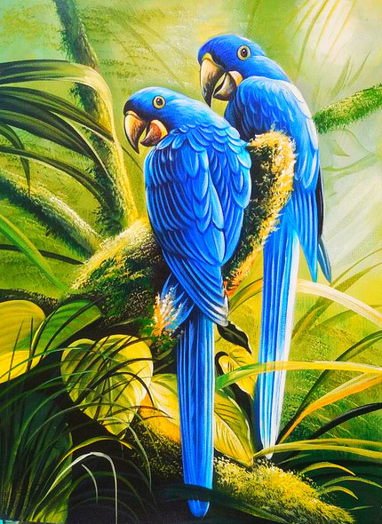 Parrots painting  (ART_6706_39511) - Handpainted Art Painting - 24in X 30in