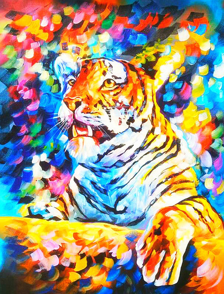 Tiger painting  (ART_6706_39494) - Handpainted Art Painting - 36in X 24in