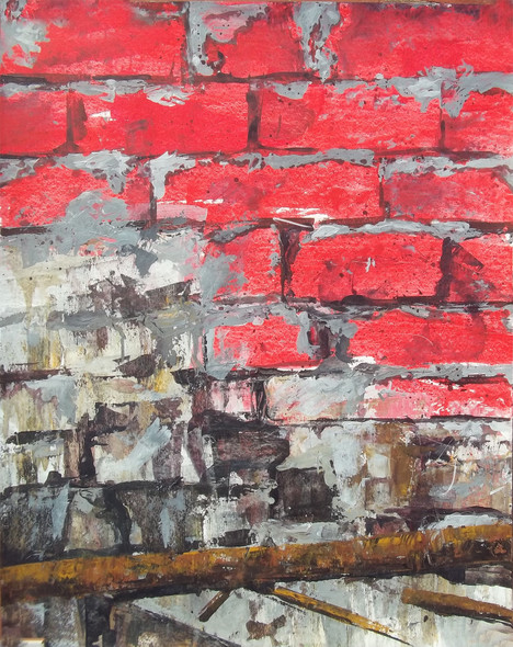 Old Brick Wall (ART_1380_39788) - Handpainted Art Painting - 22in X 28in
